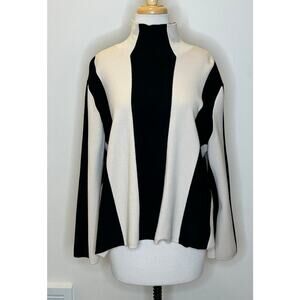 H&M Black and White Striped Mock Neck Sweater
